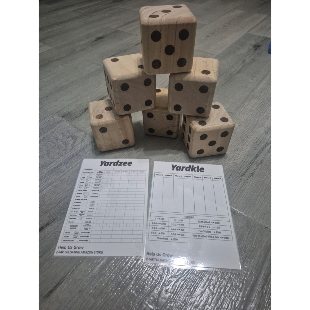 Giant Wooden Yard Dice Yardzee  +‎ Score Pad